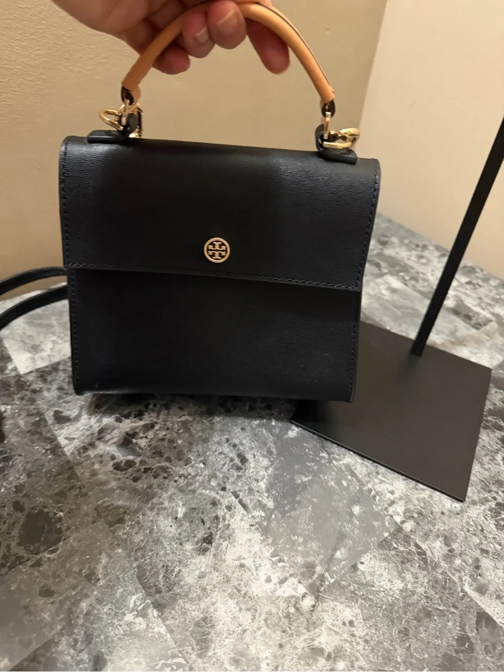 Tory Burch Black Leather Top-Handle Crossbody Bag - Picture 4 of 10